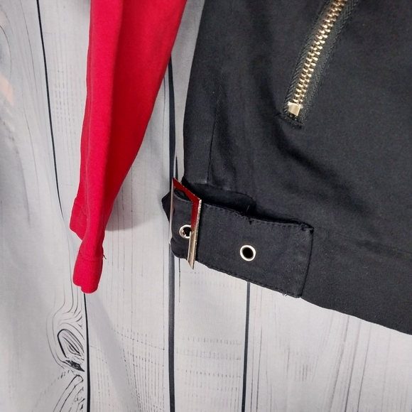 Red and Black Asymmetrical Zip Jacket - Picture 3 of 13